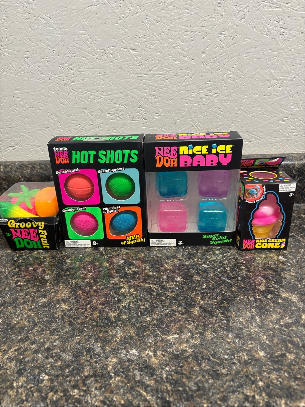 Needoh Lot. Groovy Fruit, 4 Pack Hot Shots & Nice Ice Baby. Ice Cream